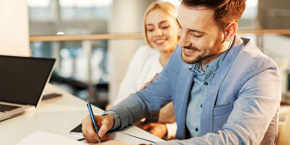 energy-switching Happy person Signing a contract