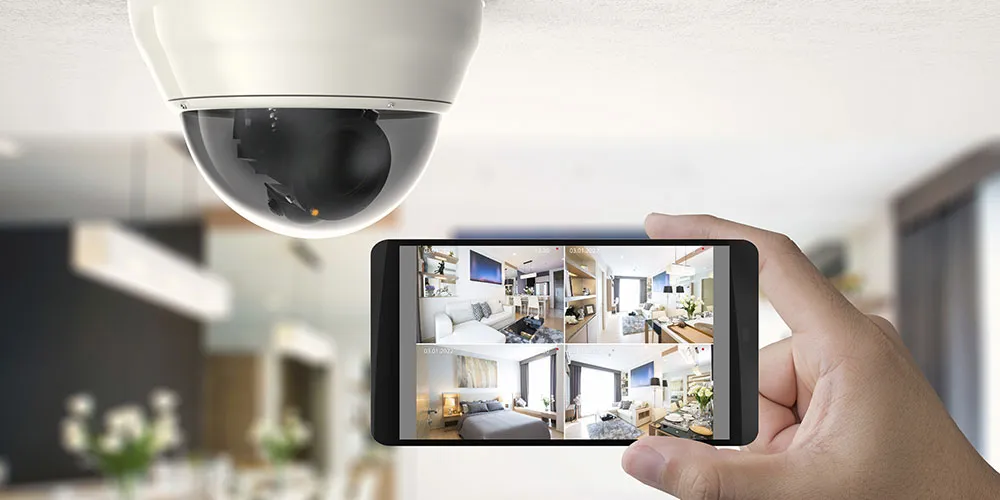 cctv-great-quailty mobile phone showing four camera's on the screen